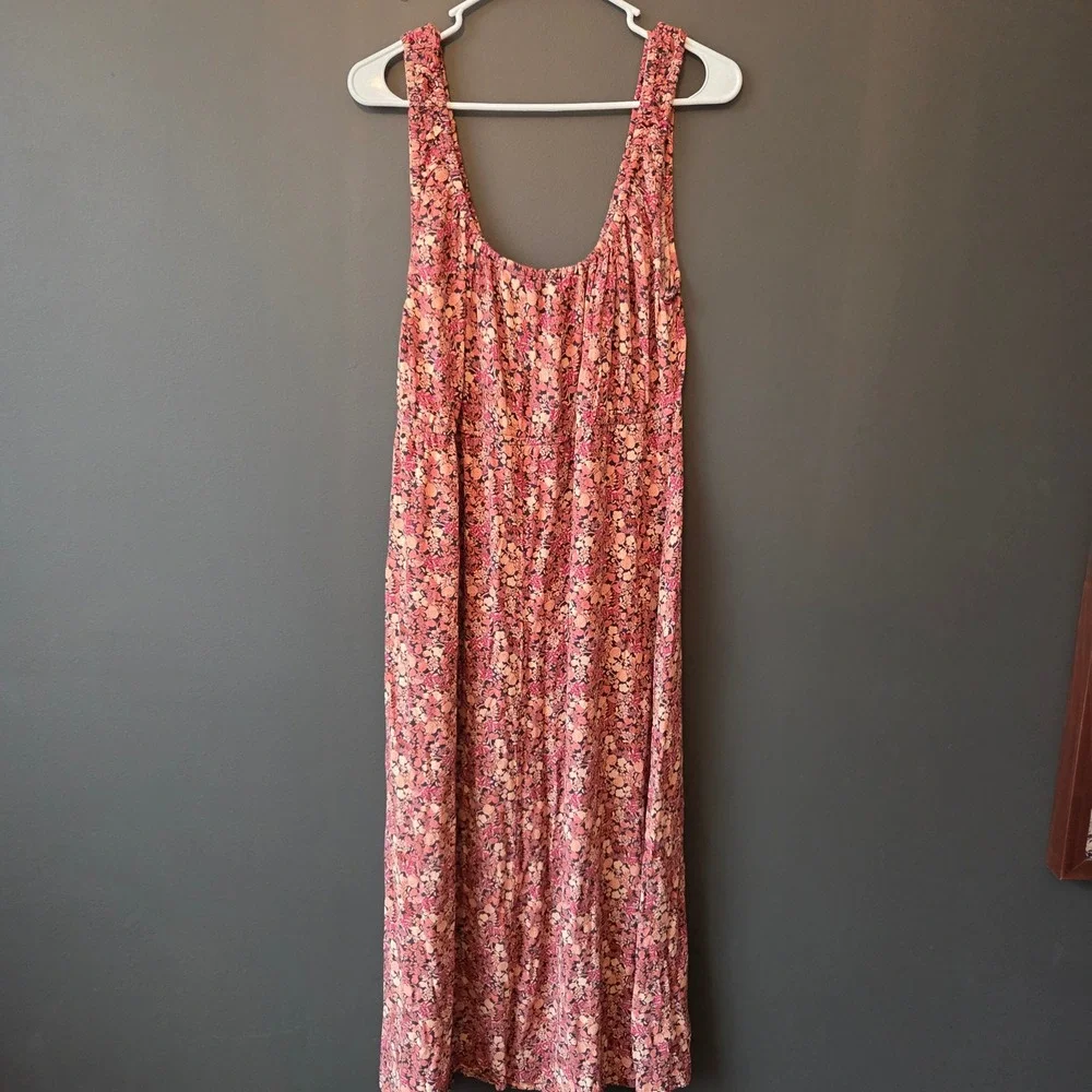 Old Navy XXL Floral Midi Milkmaid Dress Sleeveless Tie Front Boho Cottagecore - Picture 4 of 6